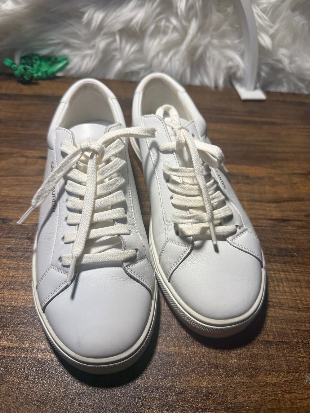 Saint Laurent White Low-Top Leather Sneakers